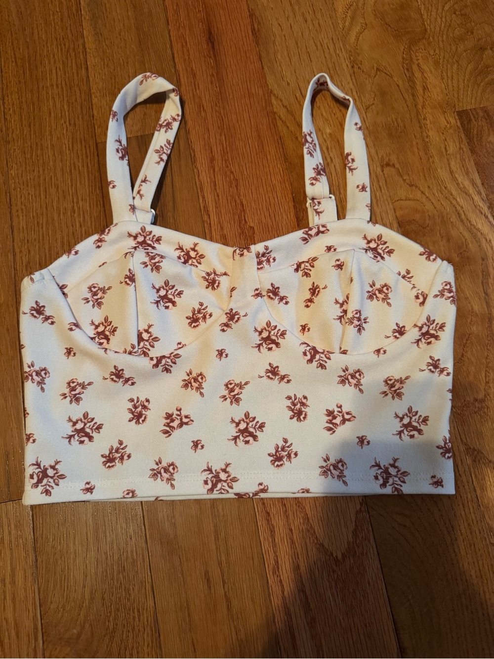 Altar'd State Cream Crop Bustier with Brown Floral